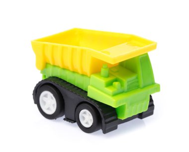 Oyuncak Çöp Kamyonu beyaz arkaplanda izole edildi