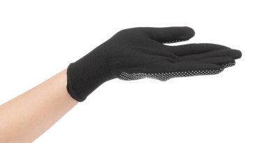 Beyaz arka planda siyah bir eldiven verin.