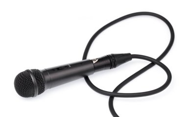 Beyaz arkaplanda mikrofon izole edildi