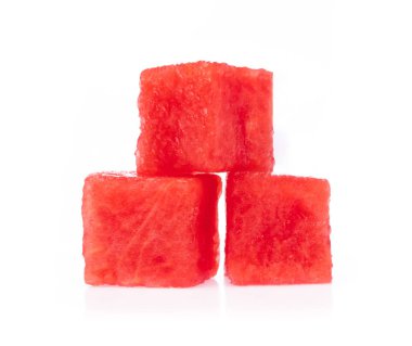 Watermelon fruit cube slice isolated on white background