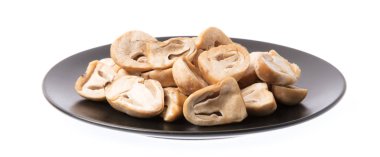 close up of mushrooms isolated on white background