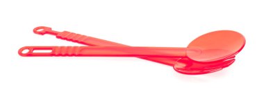 plastic kitchen utensils isolated on a white background