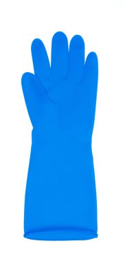 Blue plastic gloves isolated on white background