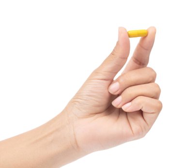 Beyaz arkaplanda izole edilmiş bir hap seç.