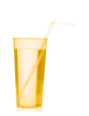 Pure drinking water in Plastic glass isolated on a white backgro