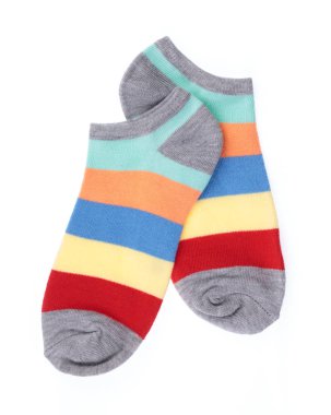cute of colorful socks isolated on white background