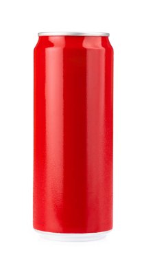 Beyaz arkaplanda izole edilmiş kırmızı alüminyum kutular