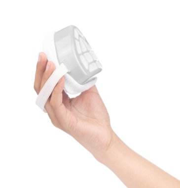hand holding Industrial respirator protects against dust isolate