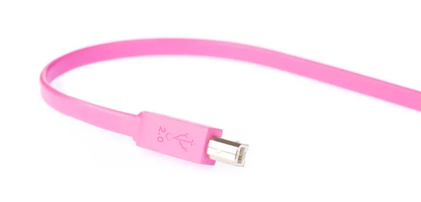 Rosa Usb kablar 2.0 platt 3m isolerad på vit bakgrund — Stockfoto