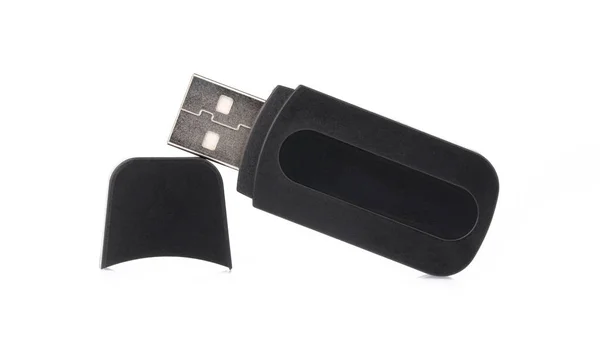 Черный USB флэш-памяти изолированы на белом фоне . — стоковое фото