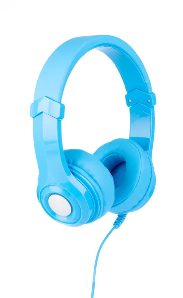 Blaue Kopfhörer isoliert auf weißem Hintergrund — Stockfoto