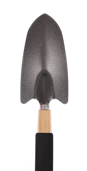 Black Steel shovel with a wooden handle isolated on a white back — Stock Photo, Image