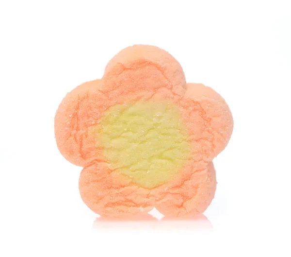 Close Up of sweet marshmallow in the shape of flower isolated on — 图库照片