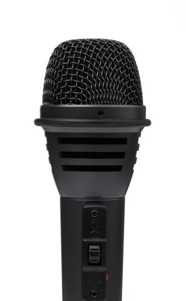 Бездротовий чорний мікрофон ізольований на білому фоні — стокове фото