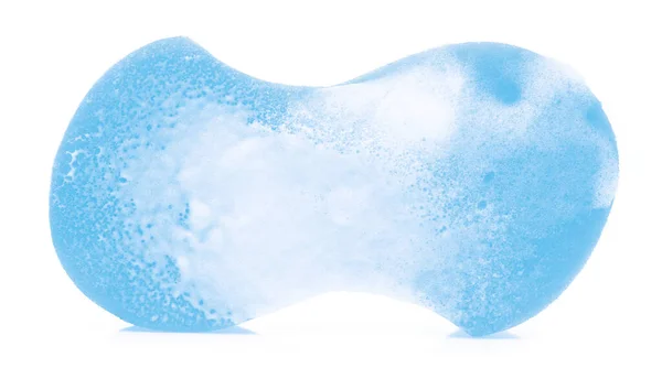 白い背景に孤立した泡ソープサッドでスポンジ。 — ストック写真