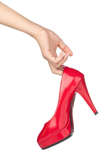 Κόκκινα παπούτσια των γυναικών που απομονώνονται σε λευκό φόντο — Φωτογραφία Αρχείου