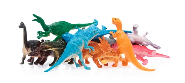 Пластикові іграшки динозавра ізольовані на білому фоні — стокове фото