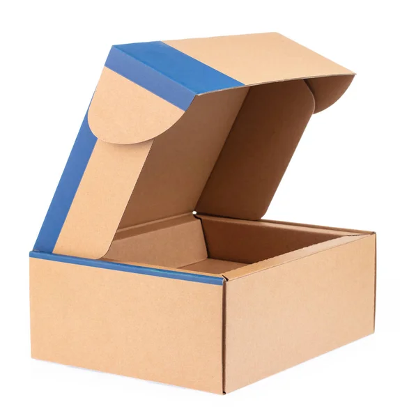 Boîte d'emballage de livraison en carton isolée sur fond blanc — Photo