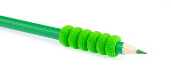 Groen gekleurde potloden geïsoleerd op witte achtergrond. — Stockfoto