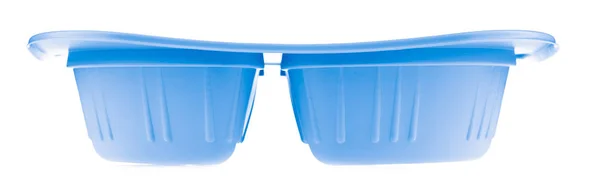 Niebieski plastikowy pojemnik na żywność izolowany na białym tle — Zdjęcie stockowe