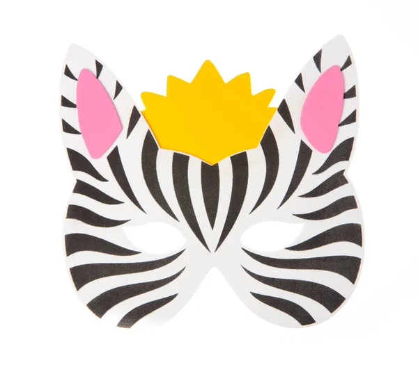 Зебра животных карнавальная маска на белом фоне — стоковое фото