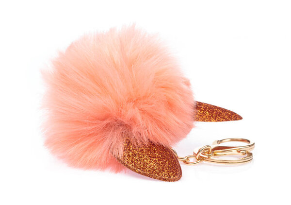 keychain Fur ball isolated on white background