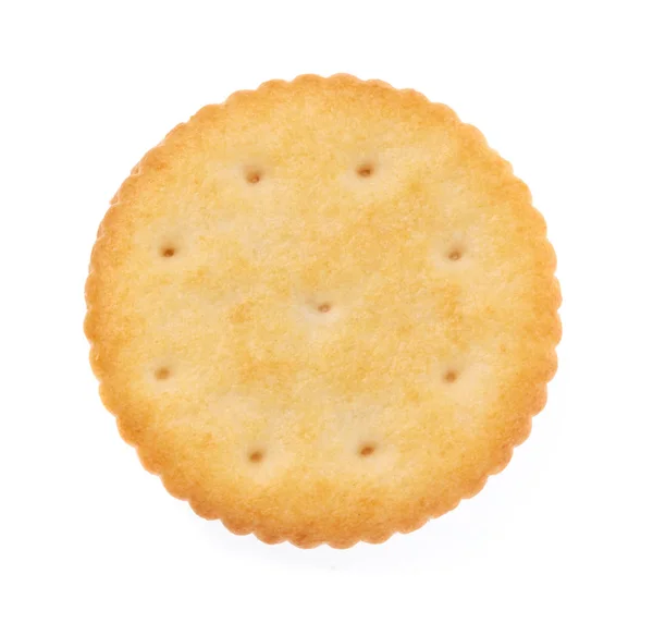 Ronde koekje koekje of cracker geïsoleerd op witte achtergrond — Stockfoto