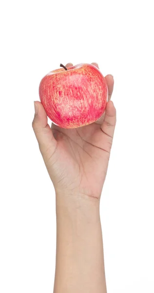 Manzana celebración de la mano para la decoración de frutas artificiales ornamentos arte — Foto de Stock