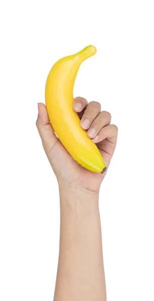 Main tenant banane pour la décoration ornements de fruits artificiels ar — Photo