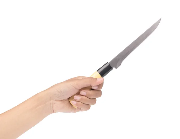 Hand holding Knife for kitchen isolated on a white background — 图库照片