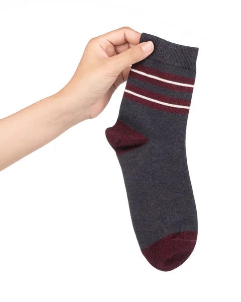 Hand hält Sportsocken isoliert auf weißem Hintergrund — Stockfoto