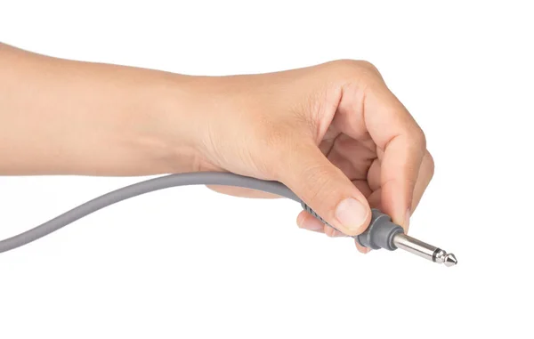 흰색 배경에 분리 된 오디오 케이블을 잭하는 스테레오 XLR — 스톡 사진