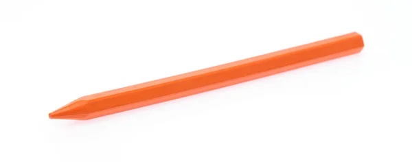 Oranje Crayon Wax potlood geïsoleerd op witte achtergrond — Stockfoto