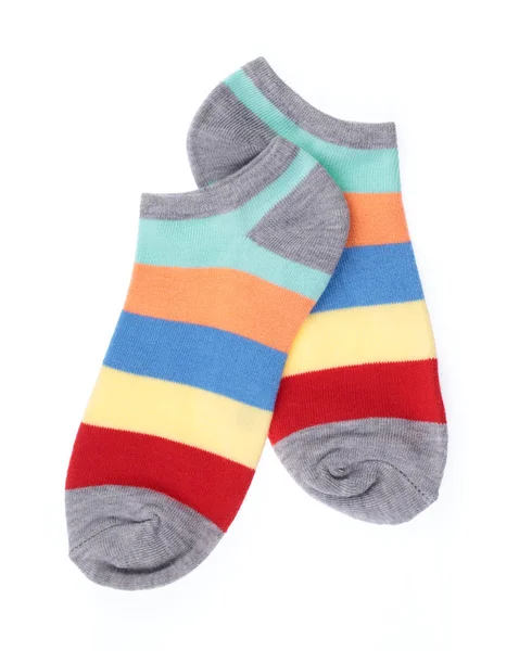 Cute of colorful socks isolated on white background — Stock Photo, Image