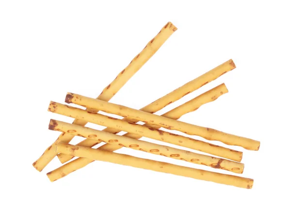 Salty cracker sticks isolated on white background — 스톡 사진