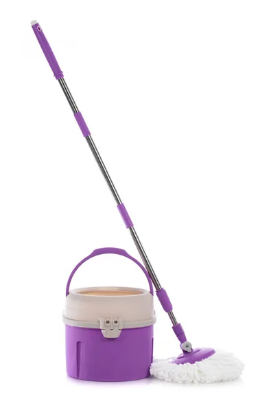 Twist Spin Mop System with Bucket and Round Mop Head isolated on — 图库照片