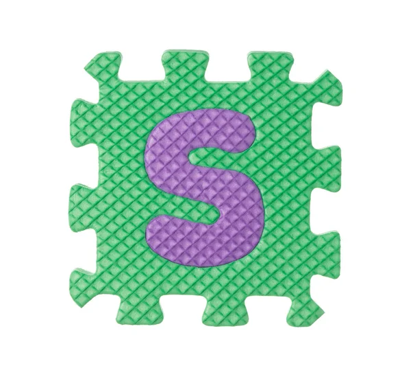 Alphabet S made from EVA foam isolated on white background — Stockfoto