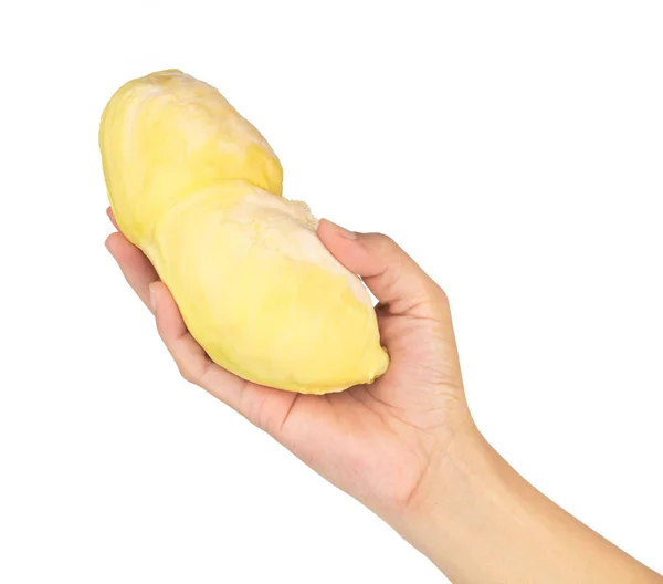 Fetta di durian isolata su fondo bianco — Foto Stock