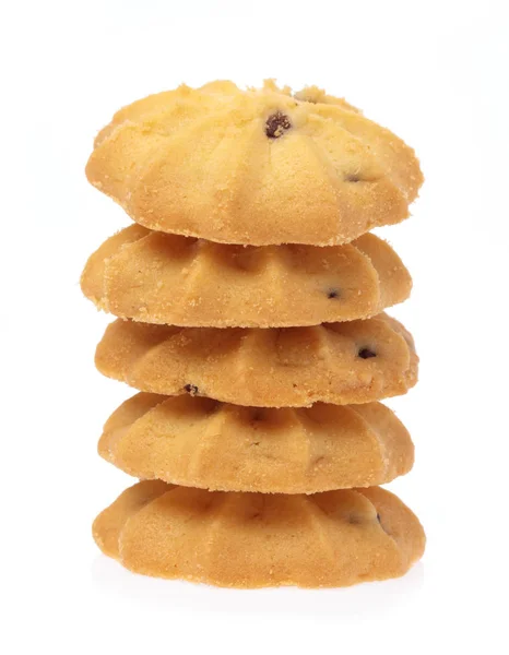 Pastry Chocolate chip cookies isolated on white background — Stock Photo, Image