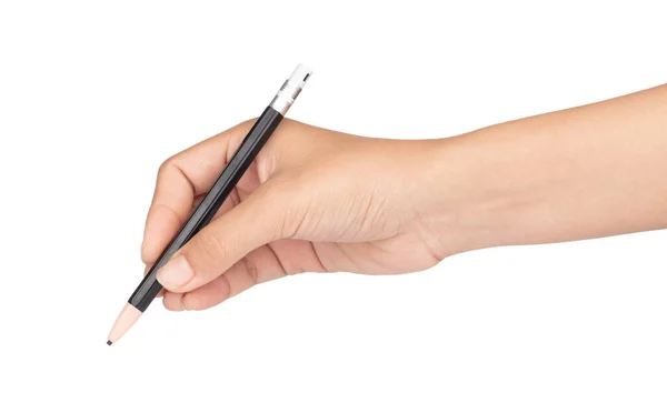 Hand holding black pencil isolated on a white background — Stock Photo, Image