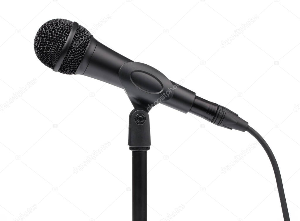 Microphone and stand isolated on a white background