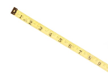 close up of measuring ruler isolated on white background