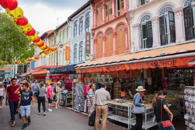 SINGAPORE - FEBRUARY 18, 2017: Chinatown with buildings, restaur