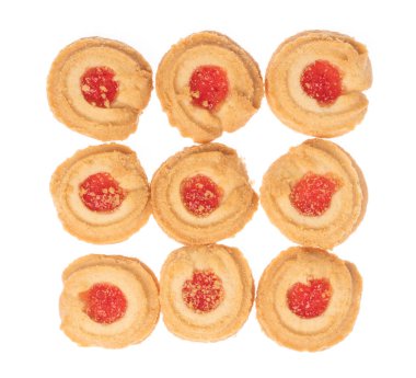cookies with jam strawberry isolated on white background