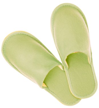 Pair of blank home slippers isolated on white background