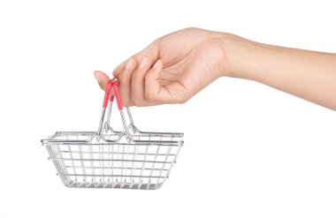 Krom kaplamalı metal kare boş alışveriş tası.
