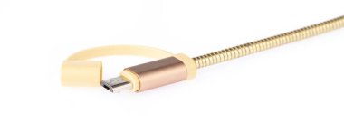 USB Micro cables smartphone recharge supply isolated on white ba