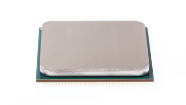 Thermal compound on cpu chip in mainboard computer isolated on w