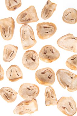 pile of slice mushroom isolated on white background
