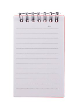 Beyaz arkaplanda izole edilmiş turuncu not defteri